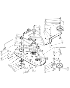 Mower Deck 44 Spindle Assembly Diagram and Parts List for Z-FORCE44 17AH3AGL-17AH3AGL709-17AH3AGL710 Cub Cadet Lawn Tractor